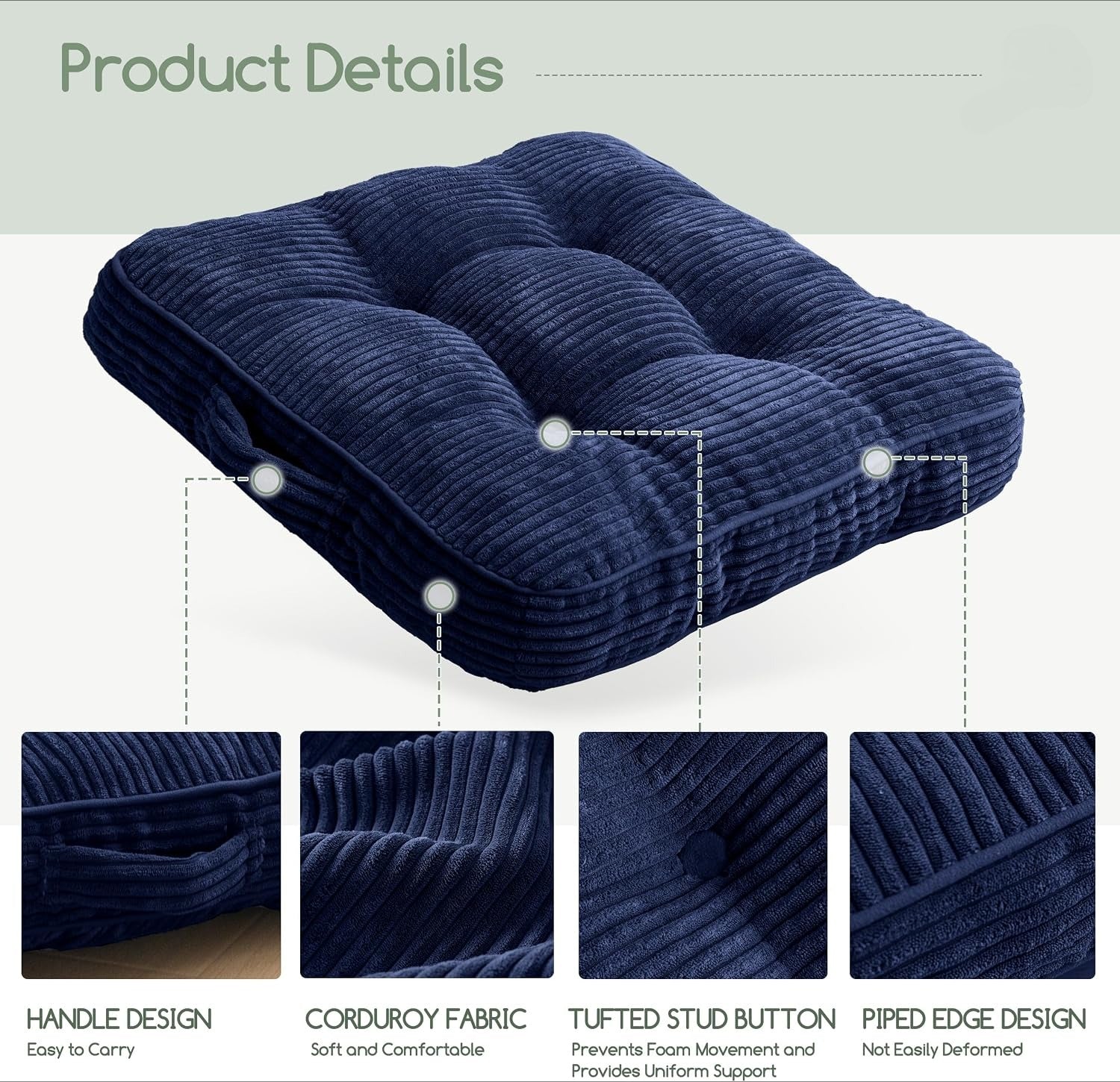 Large Corduroy Yoga Floor Meditation Cushion