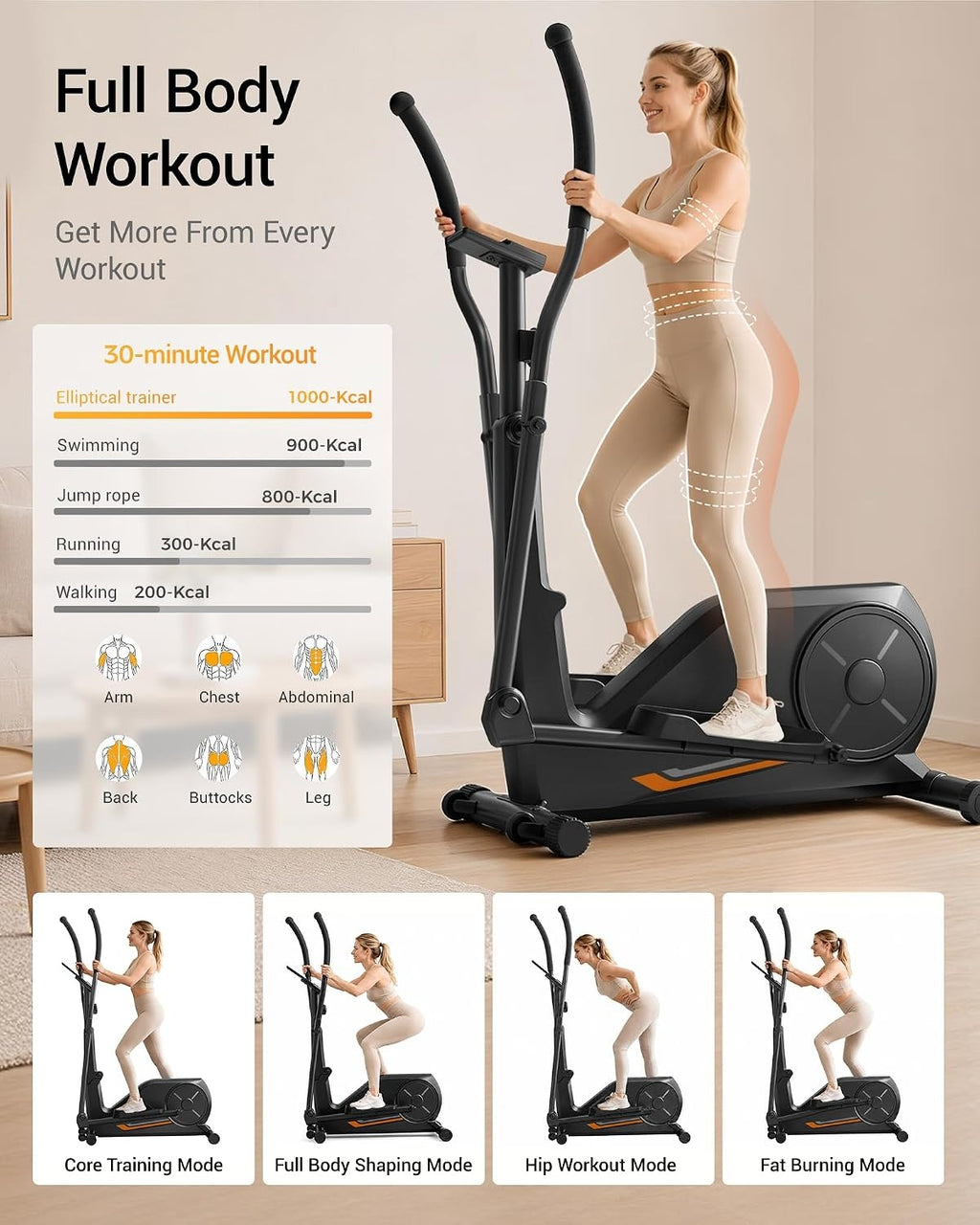 Quiet Magnetic Compact Home Elliptical Machine