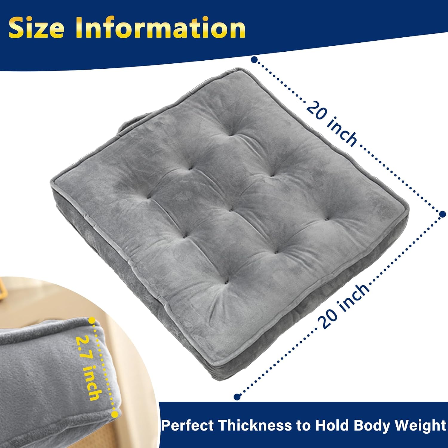 Memory‑Foam Square Yoga Floor Cushion Set