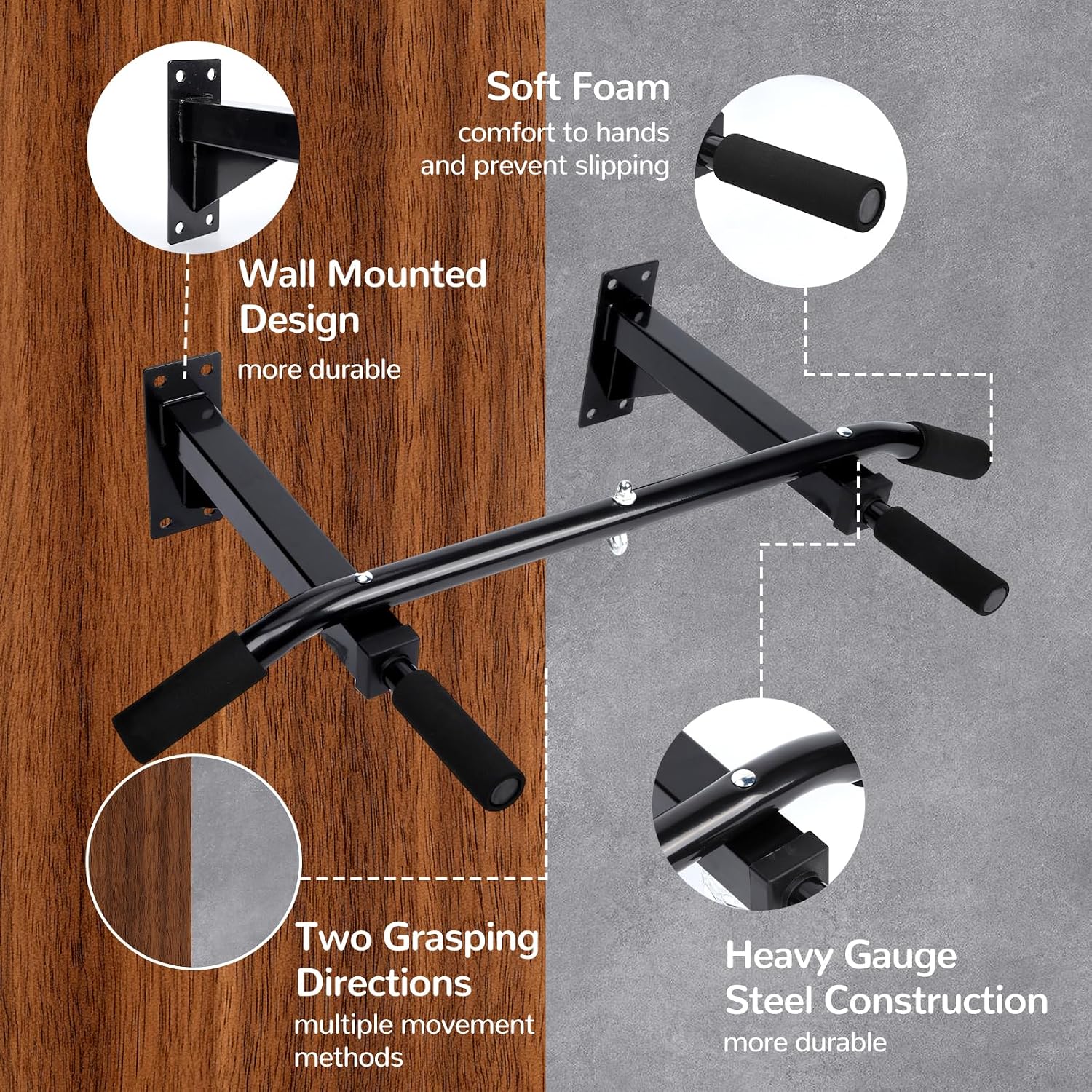 Wall‑Mounted Multifunctional Pull‑Up Bar