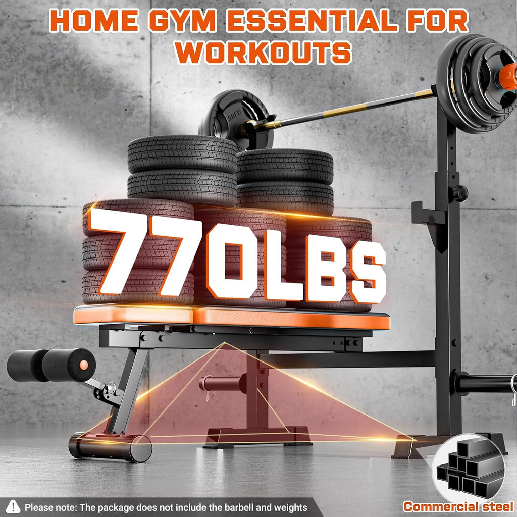 770LBS Weight Bench With Squat Rack