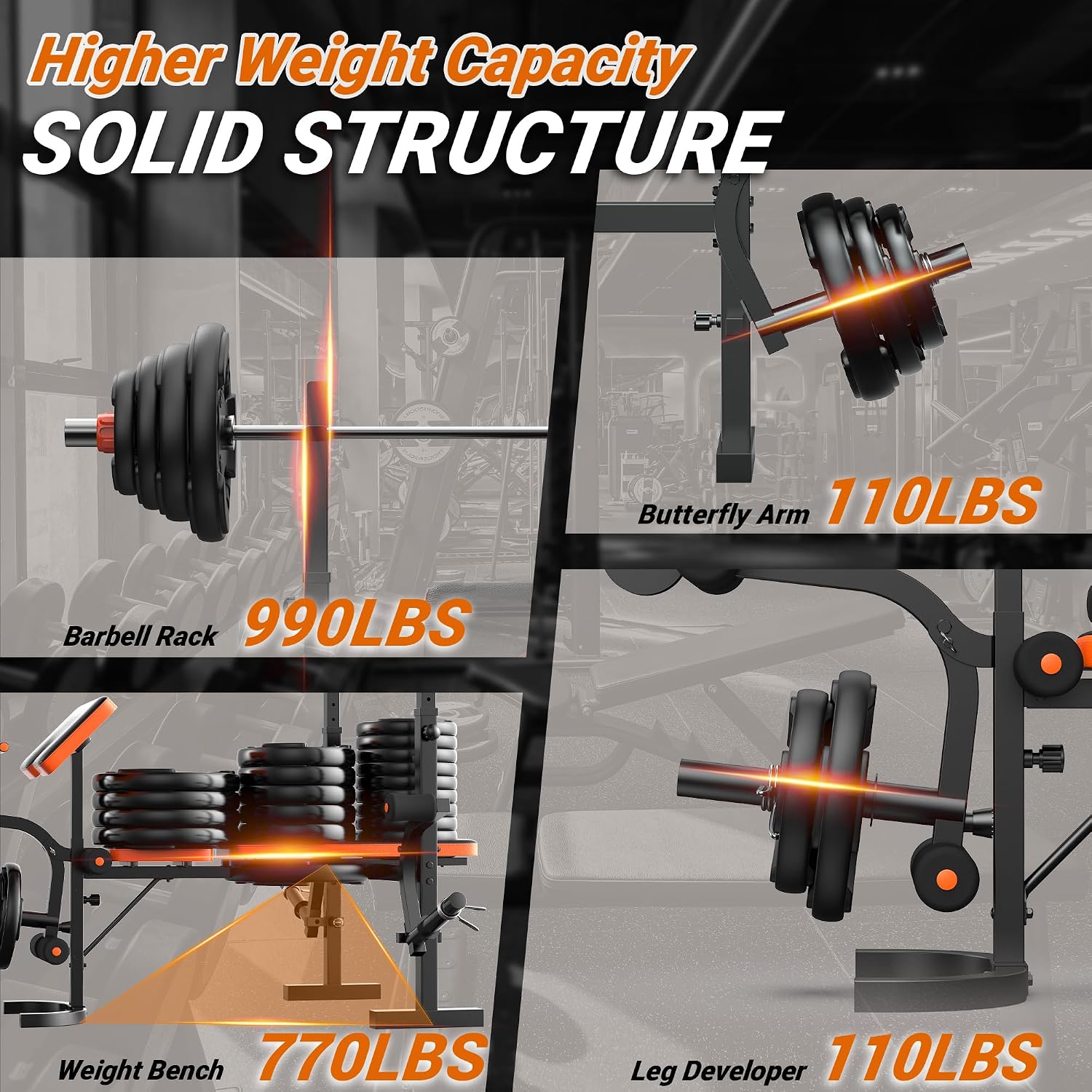 770LBS Adjustable Olympic Weight Bench Set