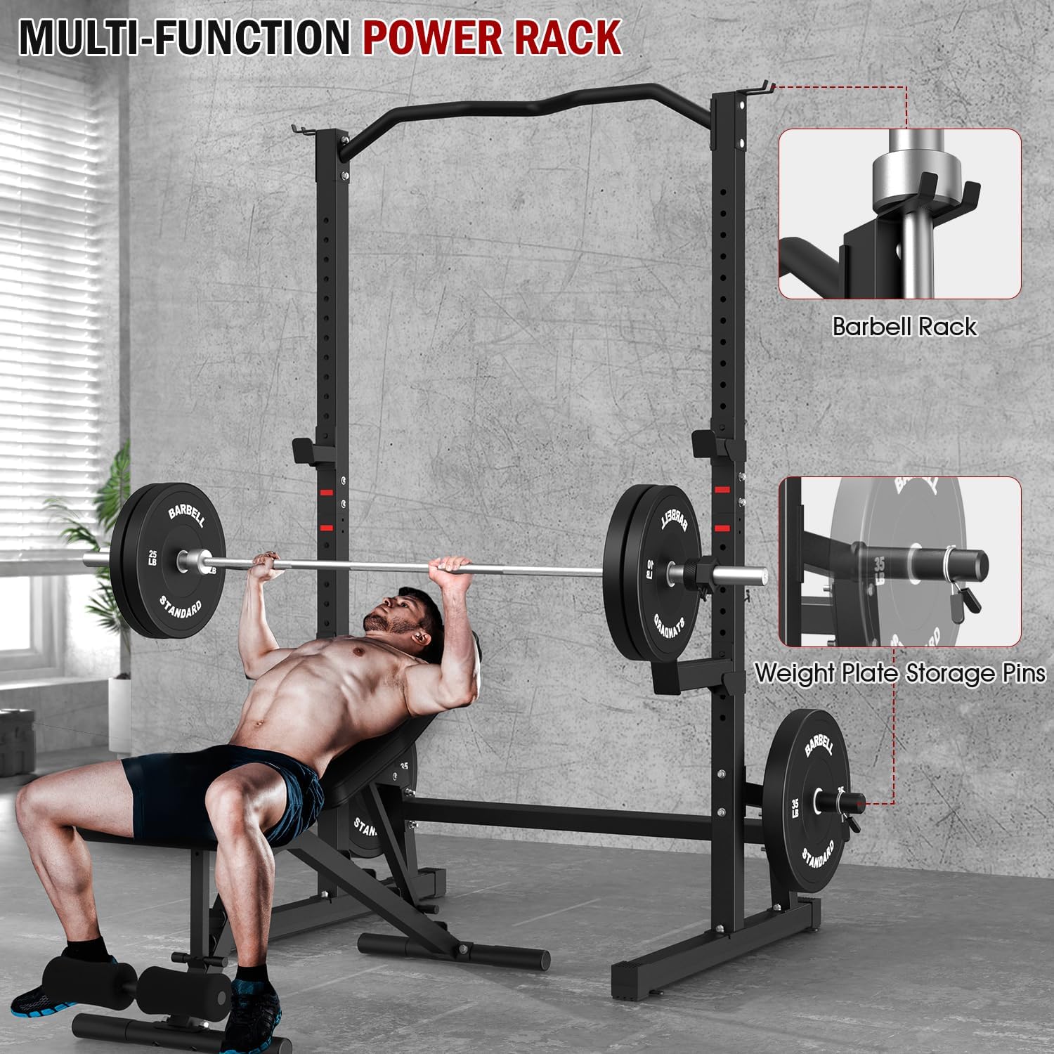 Adjustable Weight Bench With Squat Rack