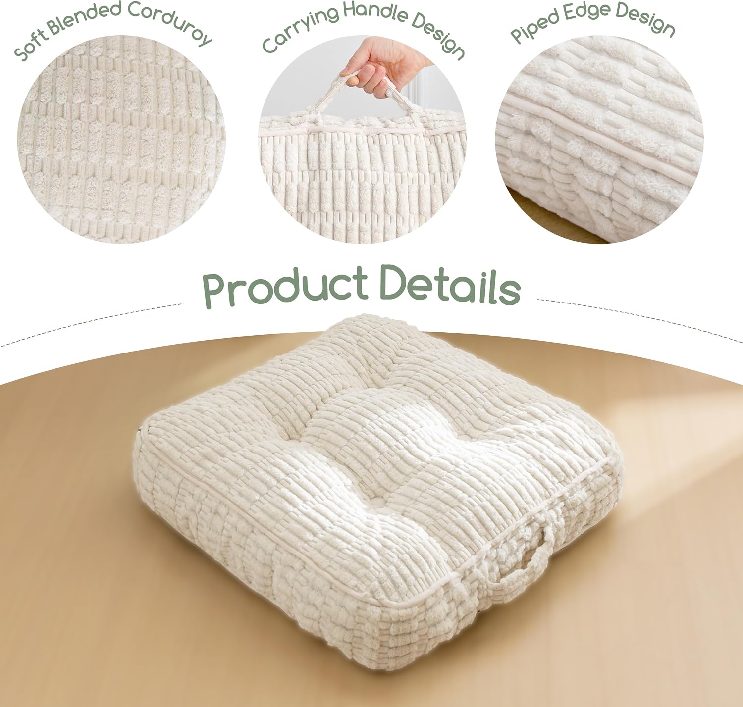 Large Corduroy Square Meditation Floor Cushion