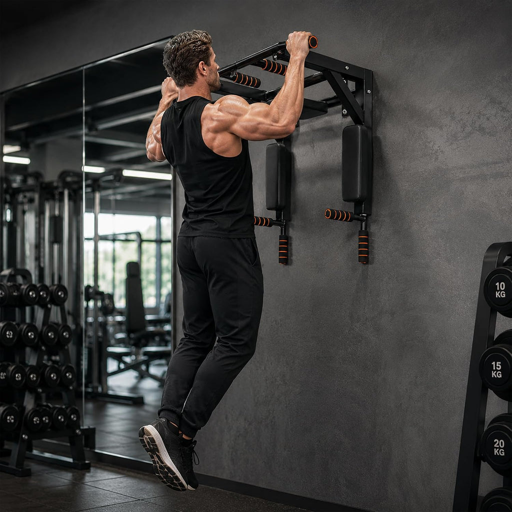 Wall‑Mount Pull‑Up Bar Dip Station Set