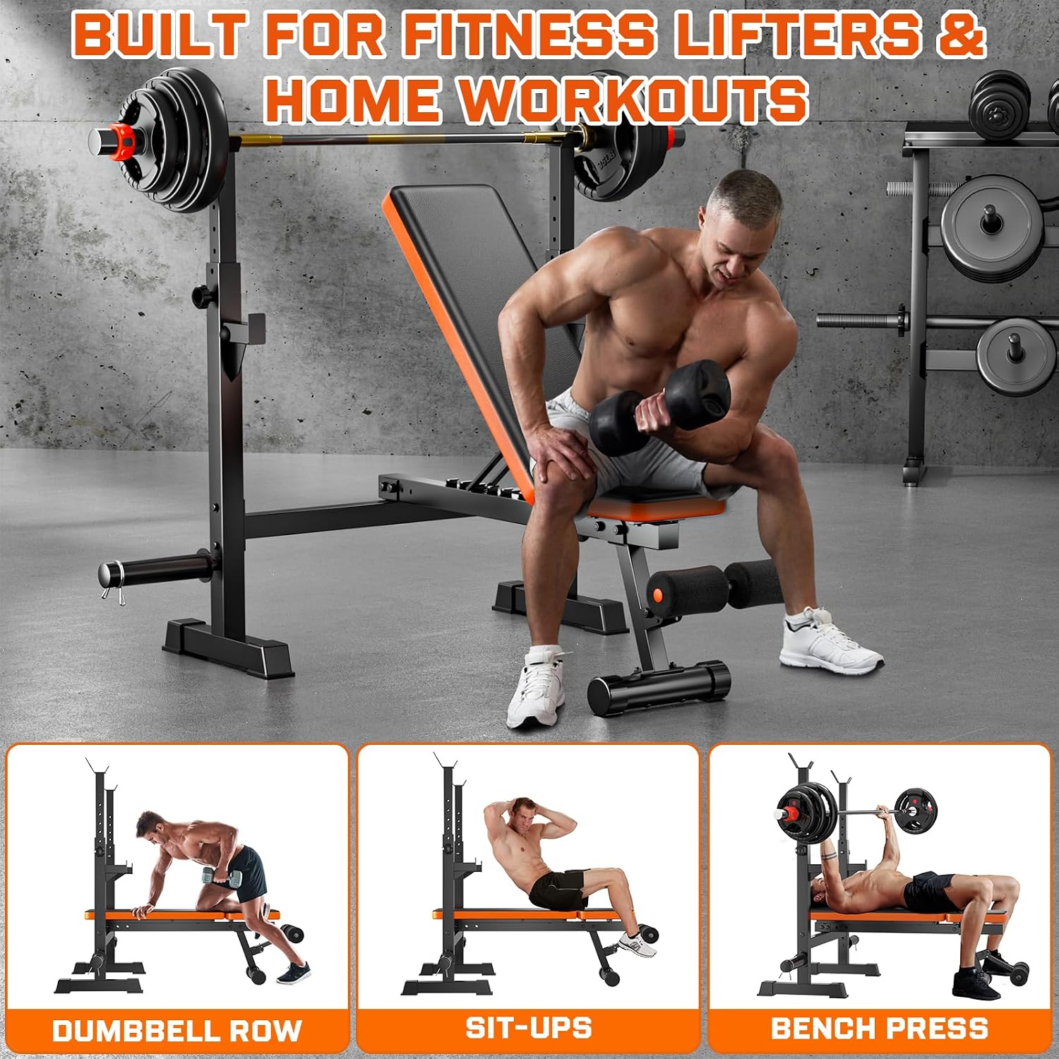 770LBS Weight Bench With Squat Rack