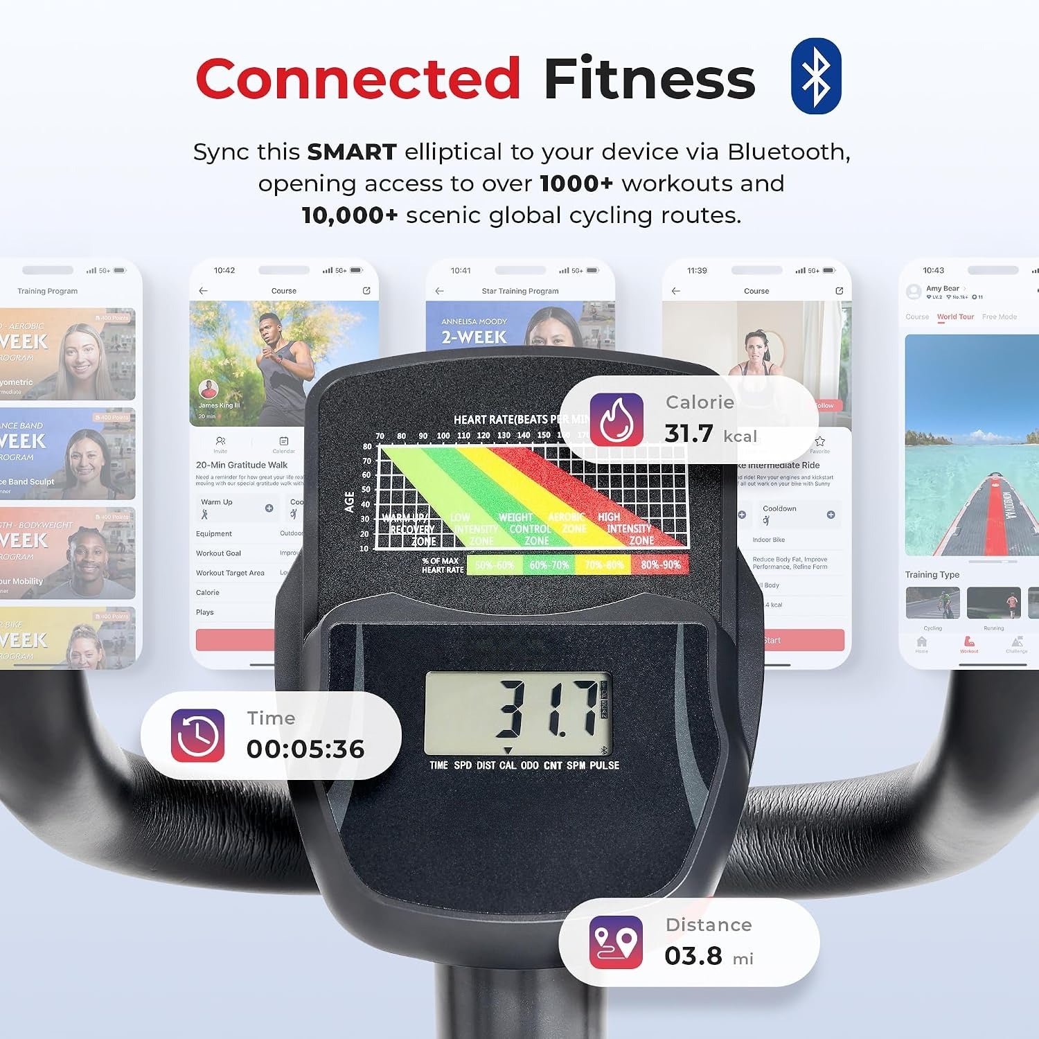 Smart Upright Home Elliptical Fitness Machine