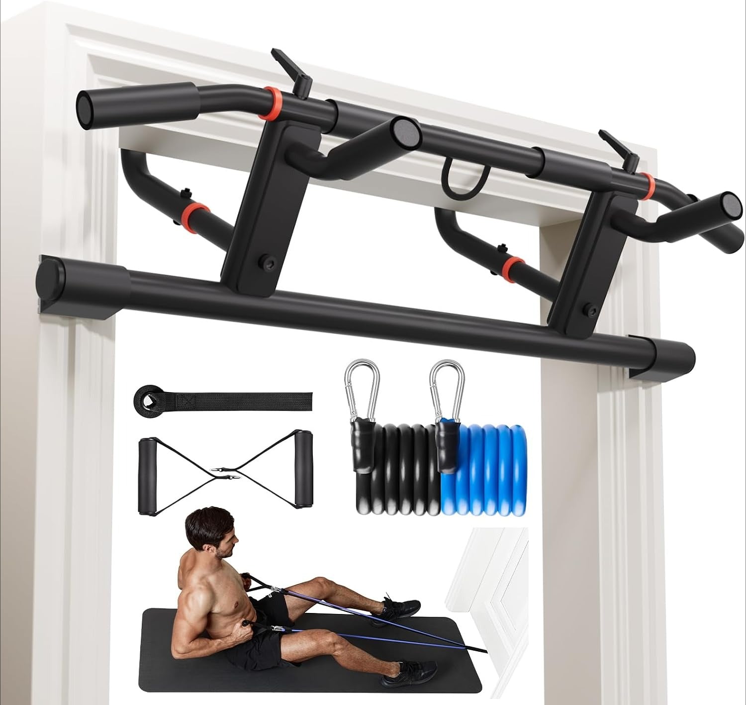 Doorway Pull‑Up Bar With Resistance Bands