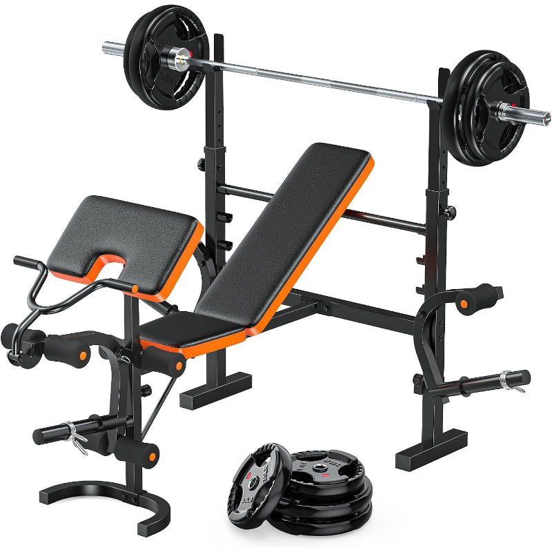 770LBS Adjustable Olympic Weight Bench Set
