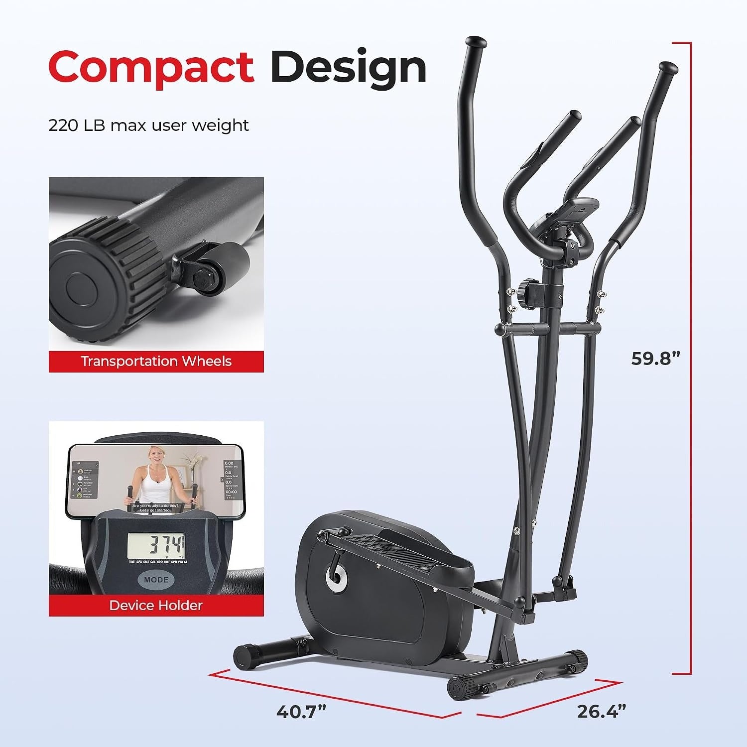 Smart Upright Home Elliptical Fitness Machine
