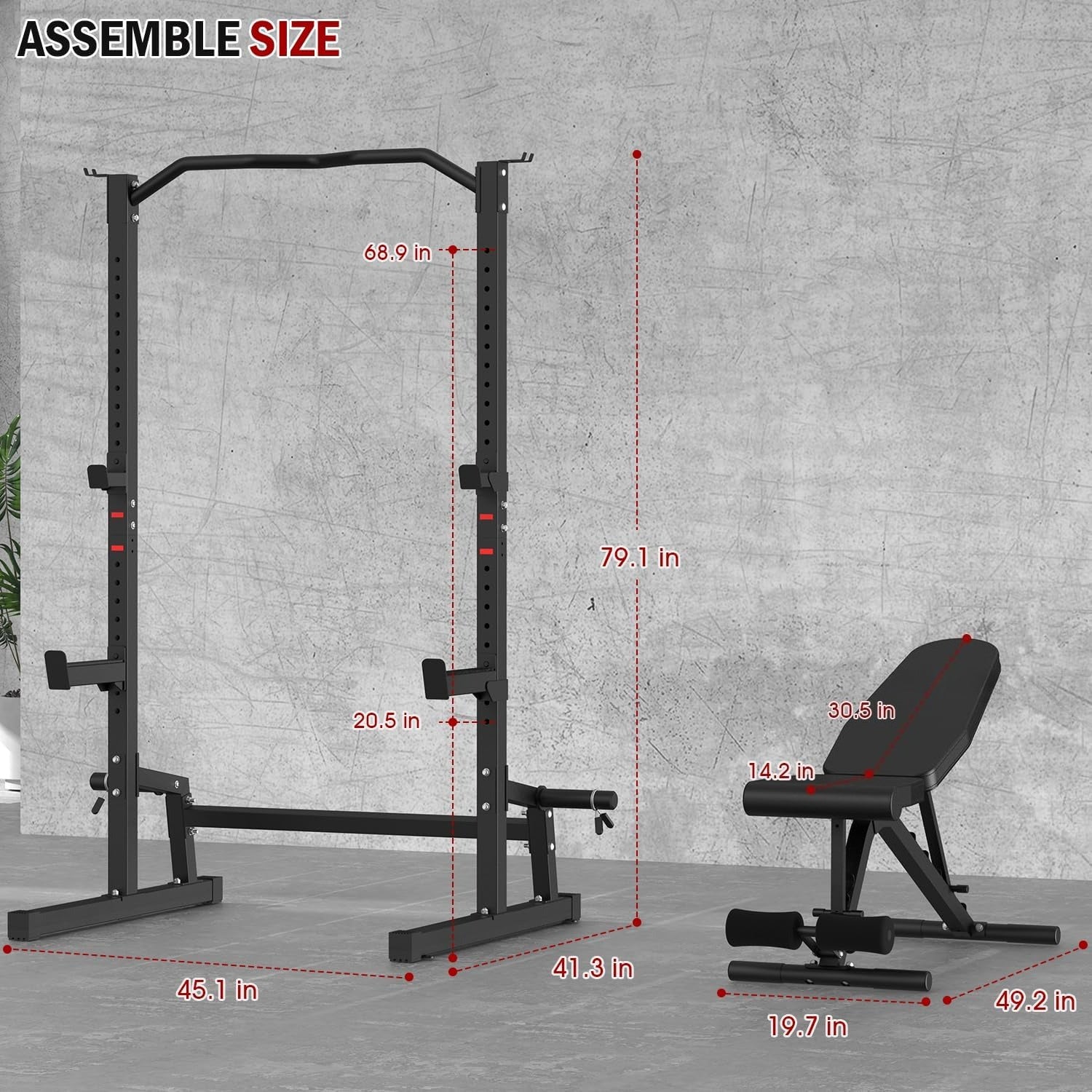 Adjustable Weight Bench With Squat Rack