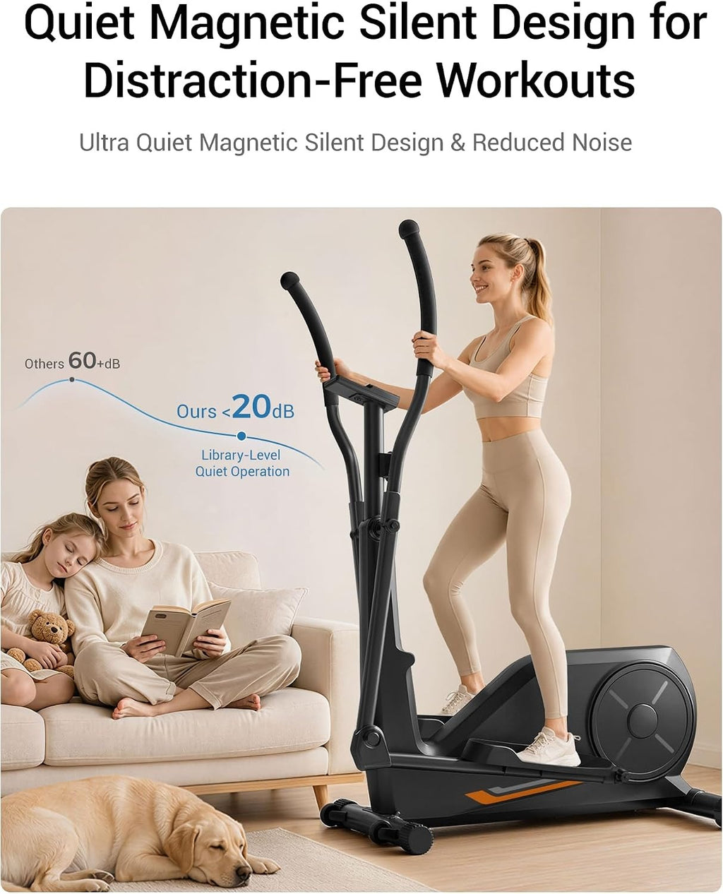 Quiet Magnetic Compact Home Elliptical Machine